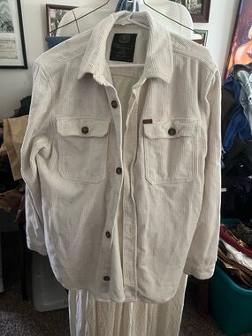 Buffalo David Bitton Cream Corduroy Jacket with Black Label